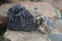 Natural Schorl Black Tourmaline Specimens x 2 From Erongo Mountains, Namibia - TopRock