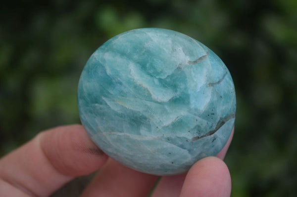 Polished Blue Amazonite Palm Stones  x 12 From Madagascar