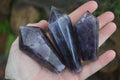 Polished Deep Purple Chevron Amethyst Points x 6 From Zambia - Toprock Gemstones and Minerals 