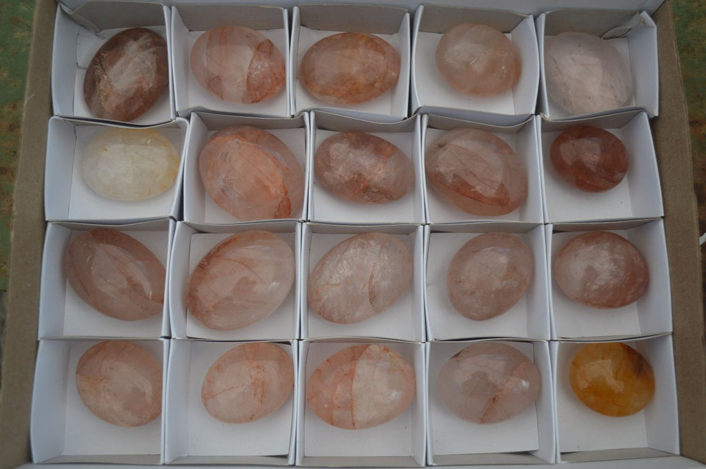 Polished Red Hematoid "Fire" Quartz Palm Stones  x 20 From Madagascar - Toprock Gemstones and Minerals 