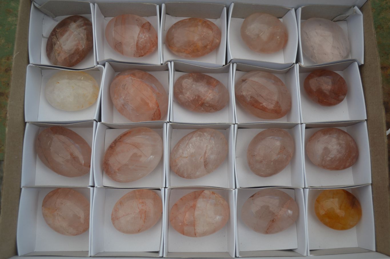 Polished Red Hematoid "Fire" Quartz Palm Stones  x 20 From Madagascar - Toprock Gemstones and Minerals 