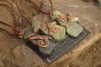 Polished  Copper Wire Wrapped Leopard Stone Eagle Pendants  x 6 From Zimbabwe - Toprock Gemstones and Minerals 