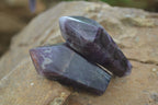 Polished Deep Purple Chevron Amethyst Points x 6 From Zambia - Toprock Gemstones and Minerals 