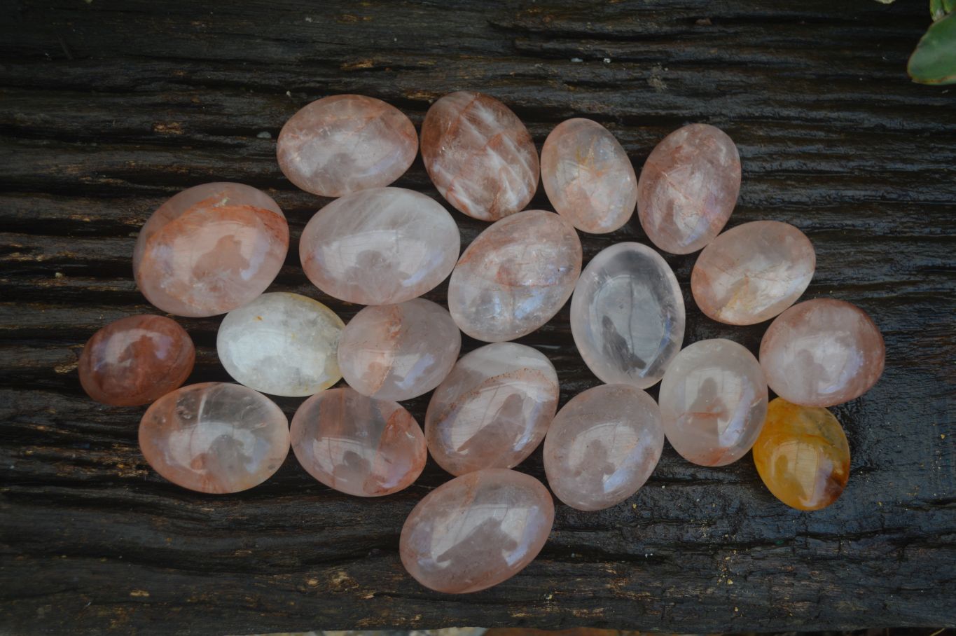 Polished Red Hematoid "Fire" Quartz Palm Stones  x 20 From Madagascar - Toprock Gemstones and Minerals 