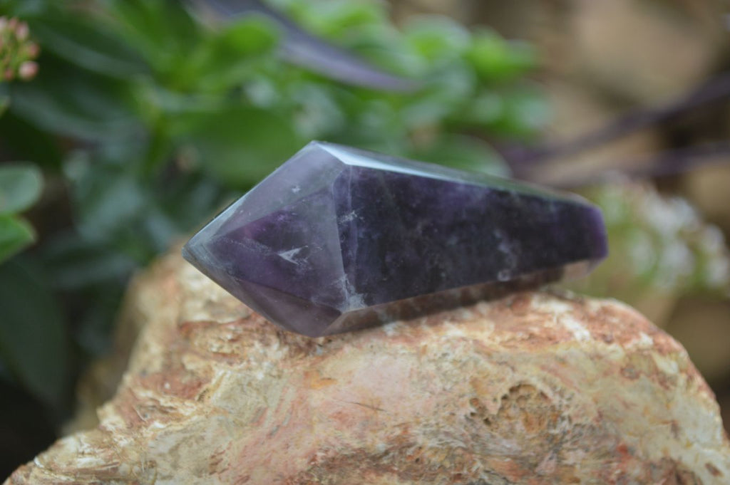 Polished Deep Purple Chevron Amethyst Points x 6 From Zambia - Toprock Gemstones and Minerals 