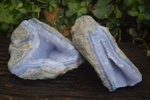 Natural Blue Lace Agate Geode Specimens  x 2 From Nsanje, Malawi - Toprock Gemstones and Minerals 