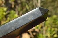 Polished Pitch Black Basalt Points/Prisms x 5 From Madagascar - TopRock