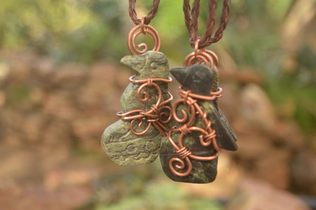 Polished  Copper Wire Wrapped Leopard Stone Eagle Pendants  x 6 From Zimbabwe - Toprock Gemstones and Minerals 