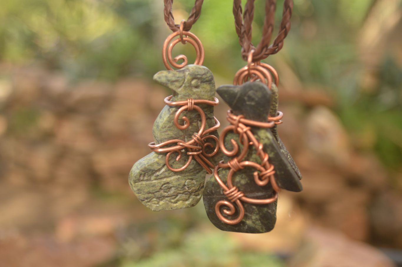 Polished  Copper Wire Wrapped Leopard Stone Eagle Pendants  x 6 From Zimbabwe - Toprock Gemstones and Minerals 