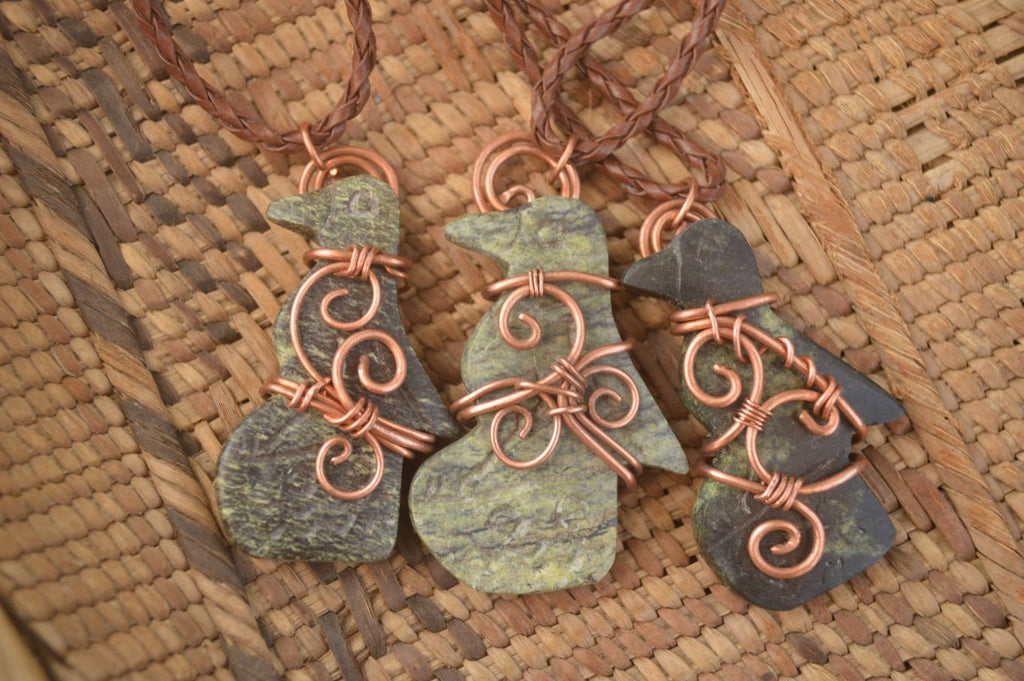 Polished  Copper Wire Wrapped Leopard Stone Eagle Pendants  x 6 From Zimbabwe - Toprock Gemstones and Minerals 