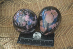 Polished Pink Rhodonite Sphere & Egg x 2 From Madagascar - Toprock Gemstones and Minerals 
