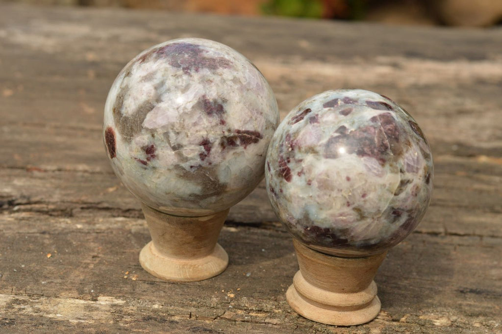 Polished Pink Tourmaline Rubellite Spheres  x 2 From Madagascar - TopRock