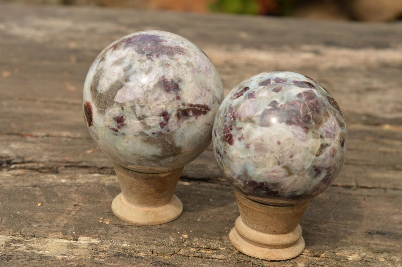 Polished Pink Tourmaline Rubellite Spheres  x 2 From Madagascar - TopRock
