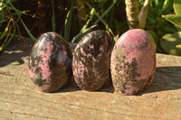 Polished Beautiful Rich Pink & Black Rhodonite Standing Free Forms  x 6 From Madagascar - TopRock