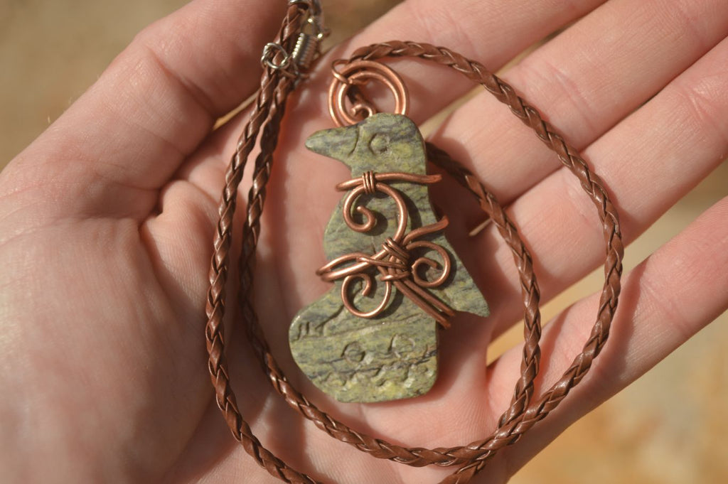 Polished  Copper Wire Wrapped Leopard Stone Eagle Pendants  x 6 From Zimbabwe - Toprock Gemstones and Minerals 