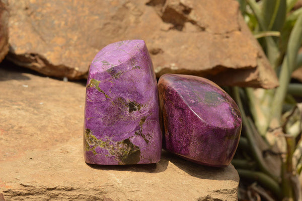 Polished Purple Stichtite & Green Serpentine Free Forms  x 4 From Barberton, South Africa - TopRock