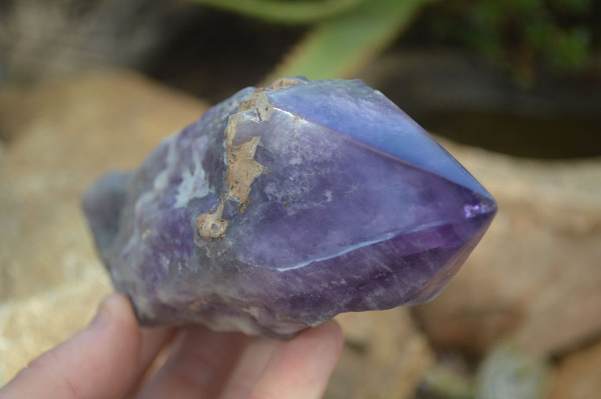 Polished "Witches Hat" Chevron Amethyst Crystals  x 4 From Madagascar - Toprock Gemstones and Minerals 