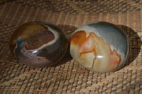 Polished Polychrome Jasper Palm Stones & Heart  x 6 From Madagascar