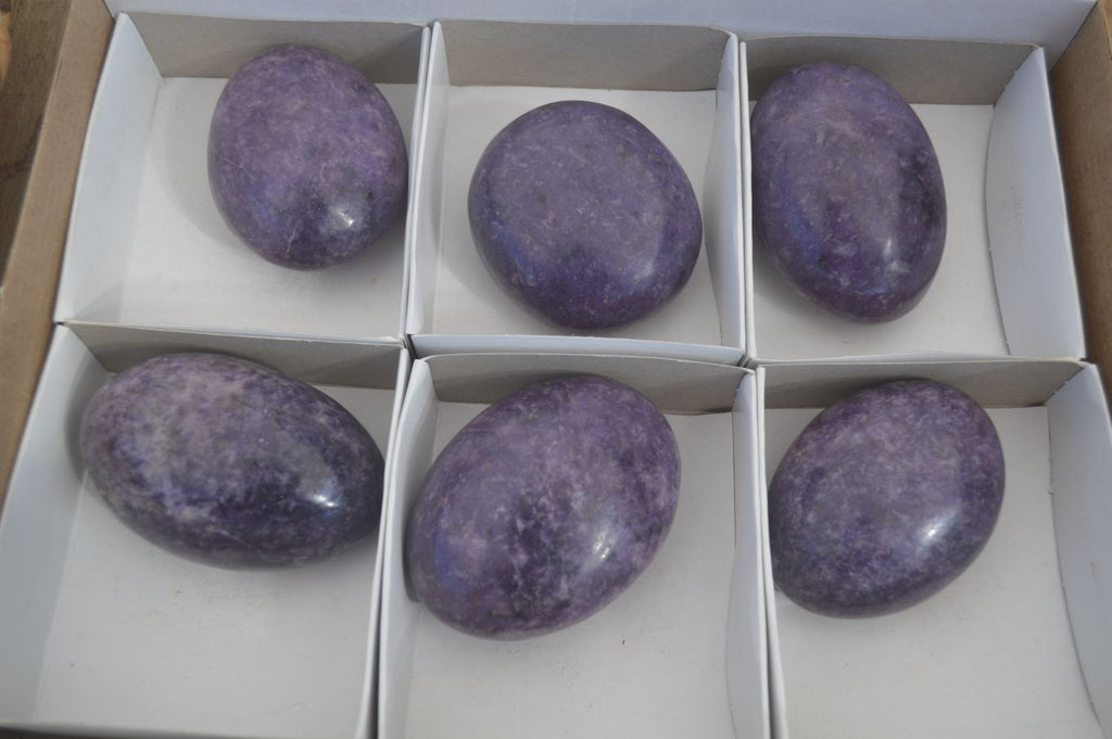 Polished Large Lepidolite Palm Stones  x 6 From Zimbabwe - Toprock Gemstones and Minerals 