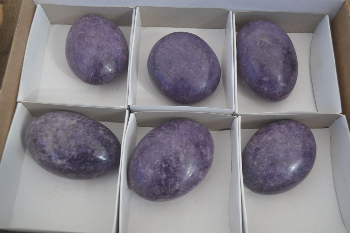 Polished Large Lepidolite Palm Stones  x 6 From Zimbabwe - Toprock Gemstones and Minerals 