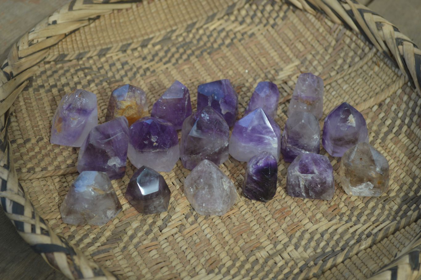 Polished Dream and Other Amethyst Points x 24 From Madagascar - Toprock Gemstones and Minerals 