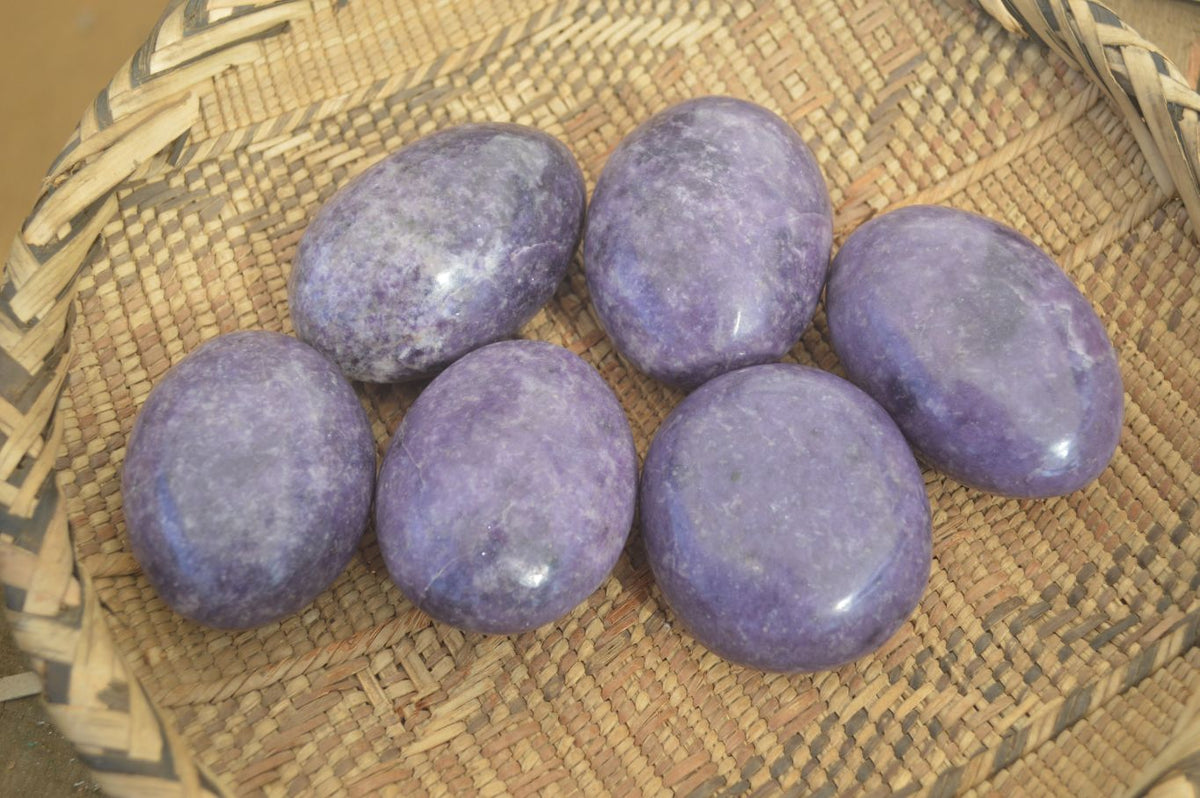 Polished Large Lepidolite Palm Stones  x 6 From Zimbabwe - Toprock Gemstones and Minerals 