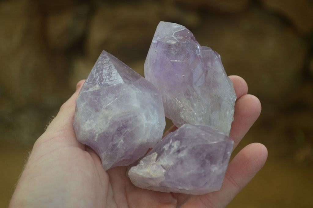 Natural Single Jacaranda Amethyst Crystals x 12 From Mumbwe, Zambia - Toprock Gemstones and Minerals 