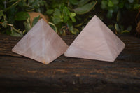 Polished Pink Rose Quartz Pyramids (A Grade) x 2 From Madagascar - Toprock Gemstones and Minerals 