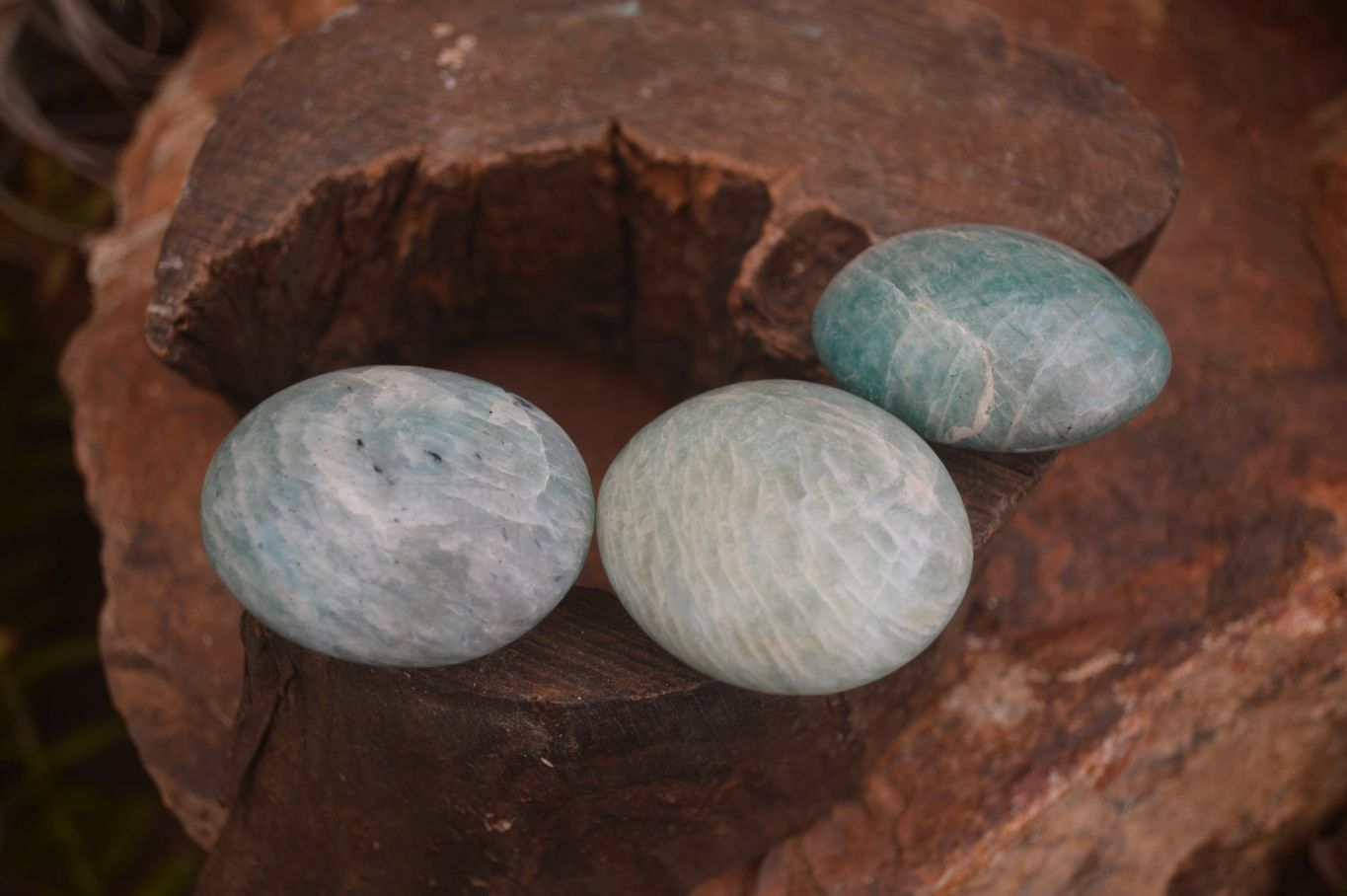 Polished Blue Amazonite Palm Stones  x 12 From Ambositra, Madagascar - Toprock Gemstones and Minerals 