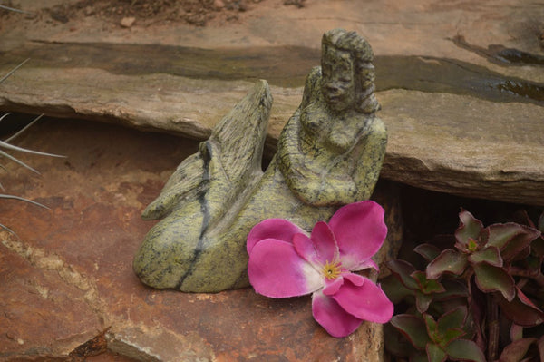 Polished Leopard Stone Mermaid Carving x 1 From Zimbabwe - TopRock