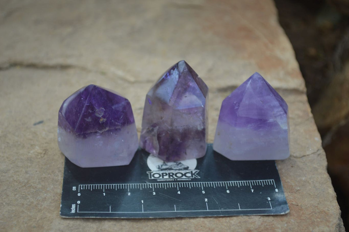 Polished Dream and Other Amethyst Points x 24 From Madagascar - Toprock Gemstones and Minerals 