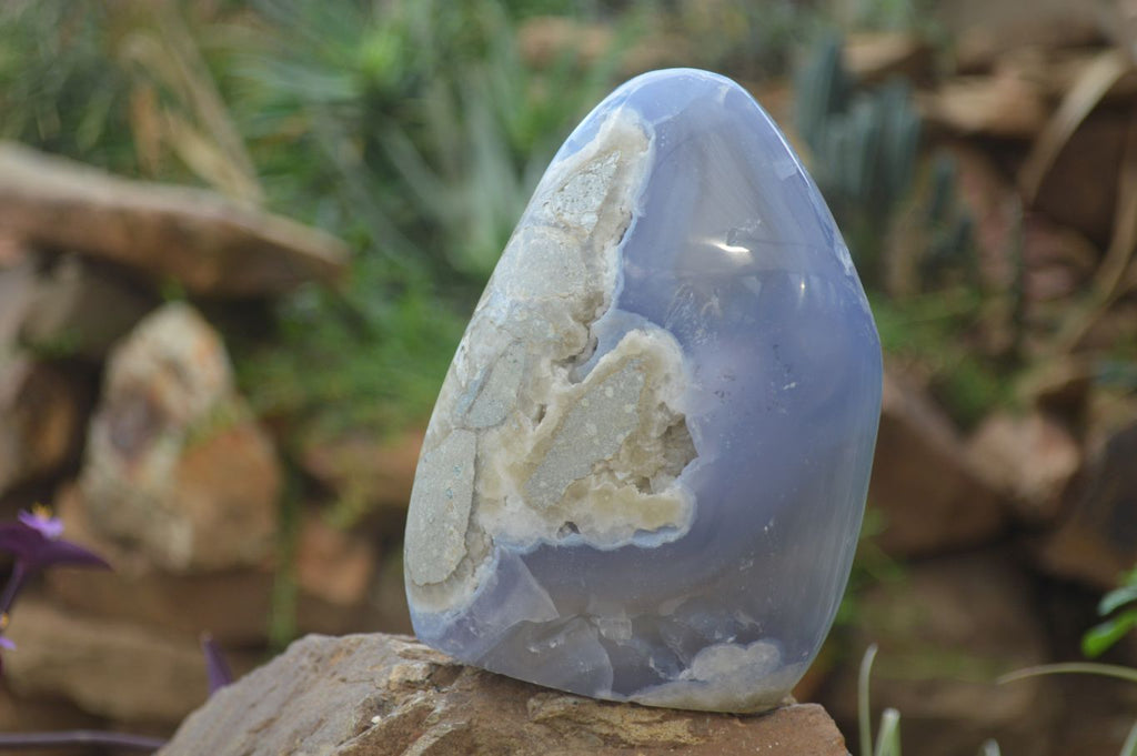 Polished Blue Lace Agate Standing Free Form x 1 From Nsanje, Malawi - Toprock Gemstones and Minerals 