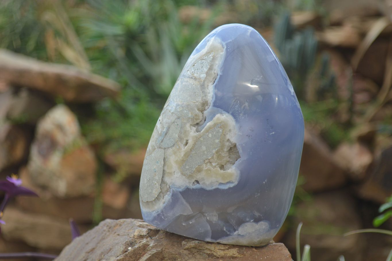 Polished Blue Lace Agate Standing Free Form x 1 From Nsanje, Malawi - Toprock Gemstones and Minerals 