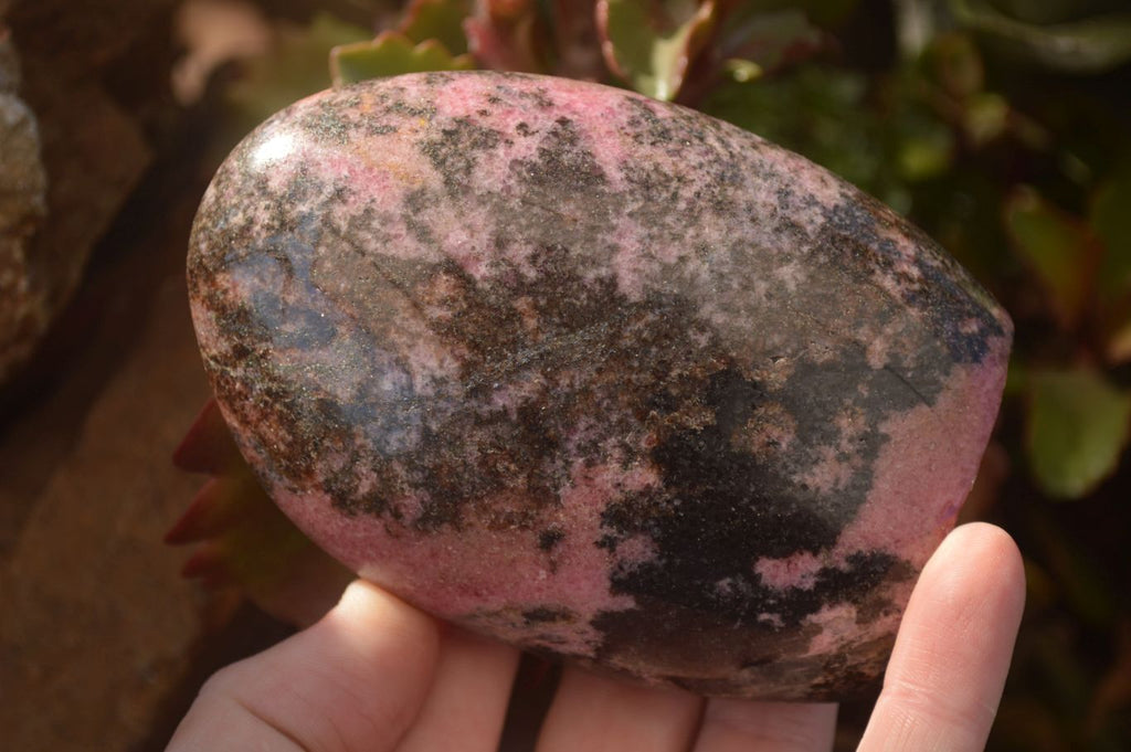 Polished  Pink & Black Rhodonite Standing Free Forms x 2 From Madagascar - Toprock Gemstones and Minerals 
