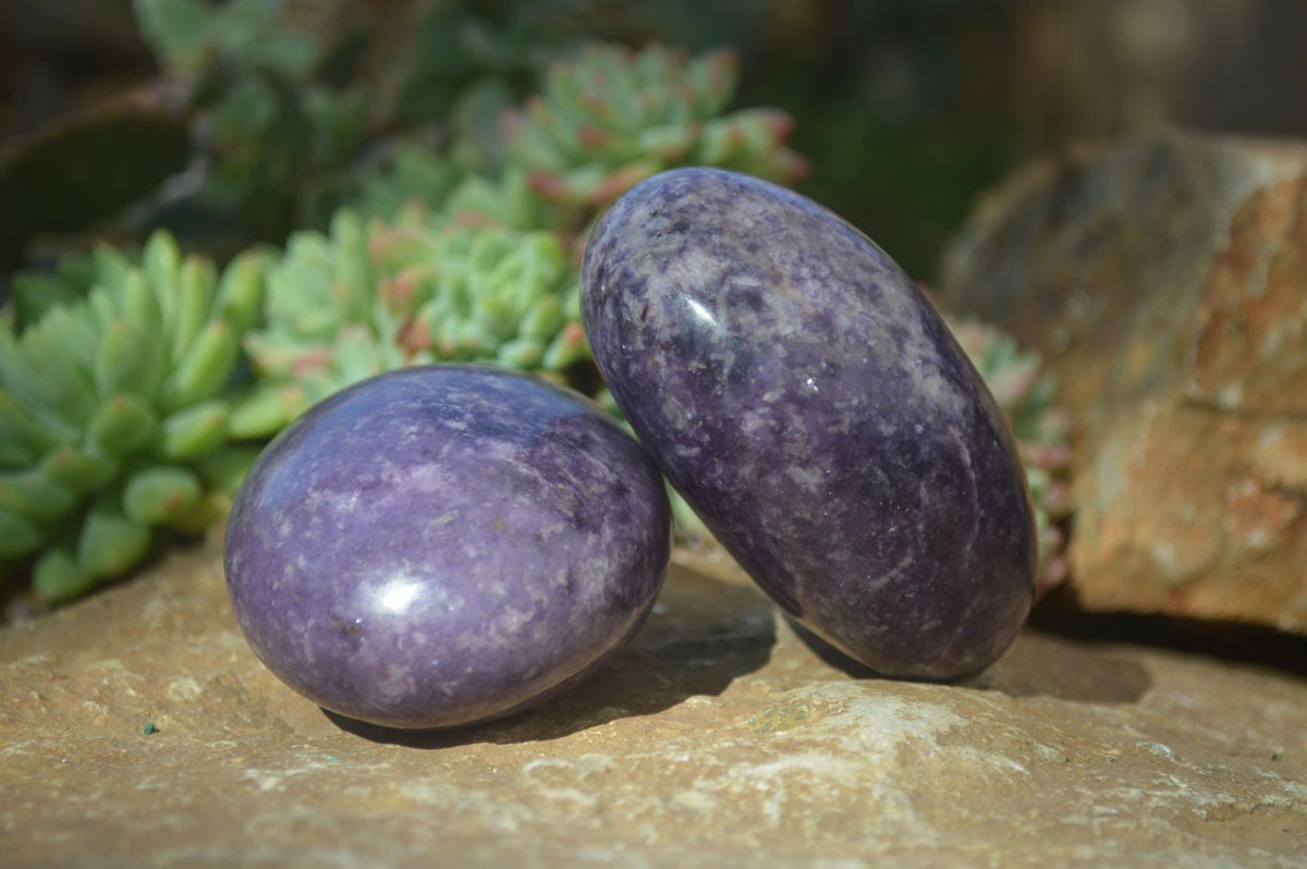 Polished Large Lepidolite Palm Stones  x 6 From Zimbabwe - Toprock Gemstones and Minerals 