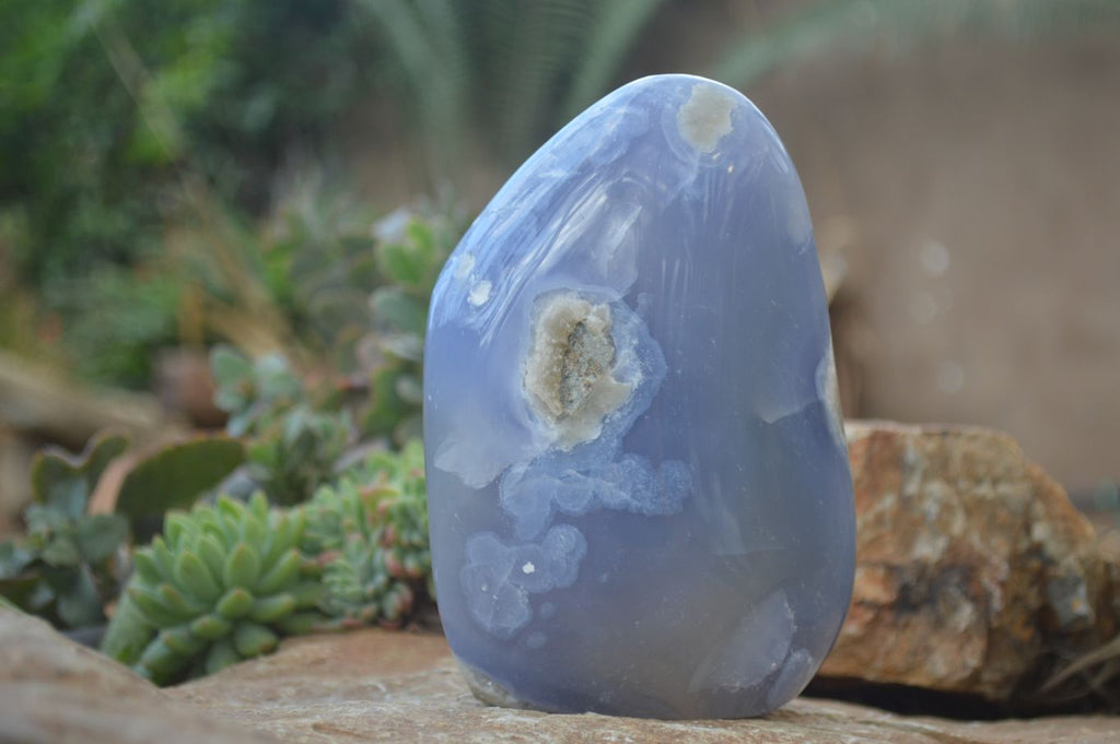 Polished Blue Lace Agate Standing Free Form x 1 From Nsanje, Malawi - Toprock Gemstones and Minerals 