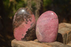 Polished  Pink & Black Rhodonite Standing Free Forms x 2 From Madagascar - Toprock Gemstones and Minerals 