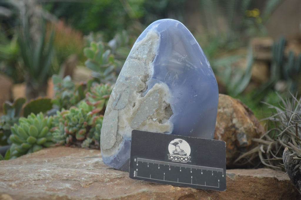 Polished Blue Lace Agate Standing Free Form x 1 From Nsanje, Malawi - Toprock Gemstones and Minerals 