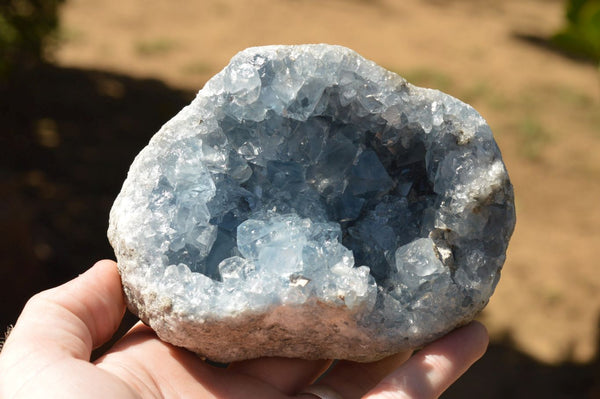 Natural Blue Celestite Geodes With Gemmy Cubic Crystals  x 2 From Sakoany, Madagascar