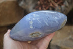 Polished Blue Lace Agate Standing Free Form x 1 From Nsanje, Malawi - Toprock Gemstones and Minerals 