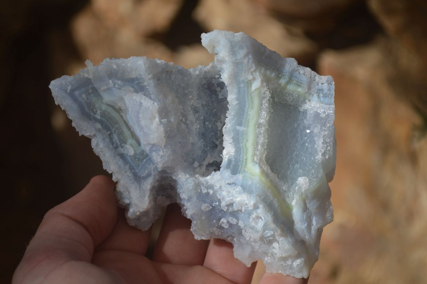 Natural Etched Blue Chalcedony Specimens  x 3 From Nsanje, Malawi - Toprock Gemstones and Minerals 