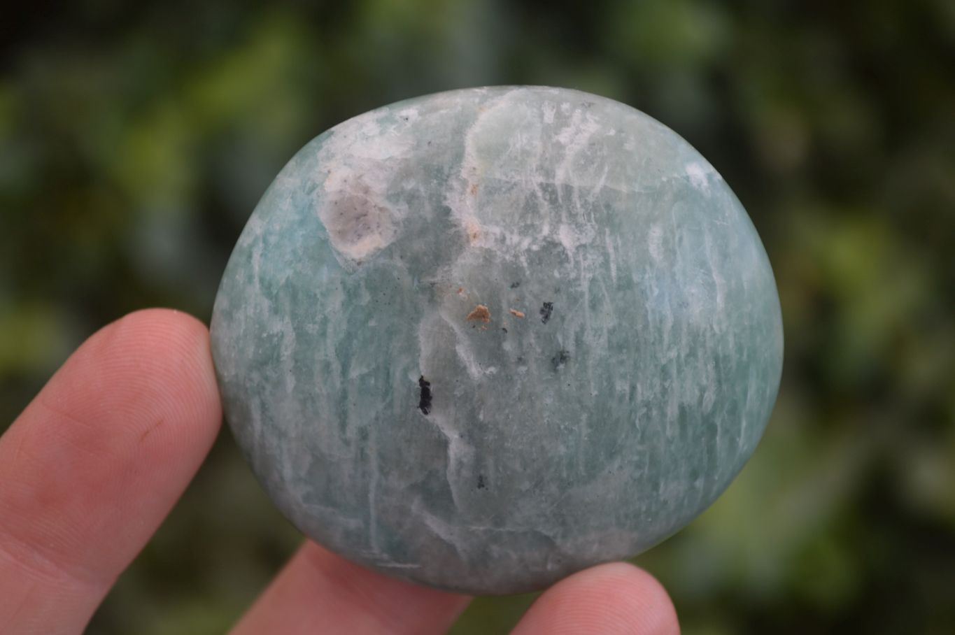 Polished Blue Amazonite Palm Stones  x 12 From Ambositra, Madagascar - Toprock Gemstones and Minerals 