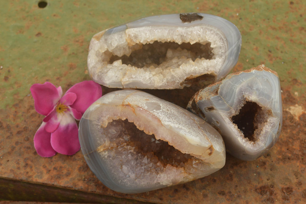 Polished Stunning Crystal Agate Geodes  x 3 From Maintirano, Madagascar - TopRock