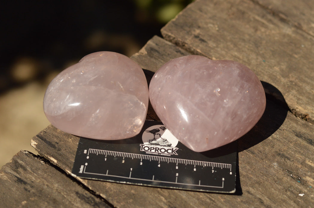 Polished Semi Gemmy Pink Rose Quartz Hearts  x 6 From Ambatondrazaka, Madagascar - TopRock