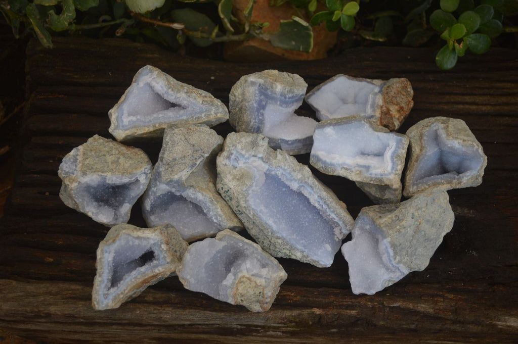 Natural Blue Lace Agate Geode Specimens  x 12 From Nsanje, Malawi - Toprock Gemstones and Minerals 
