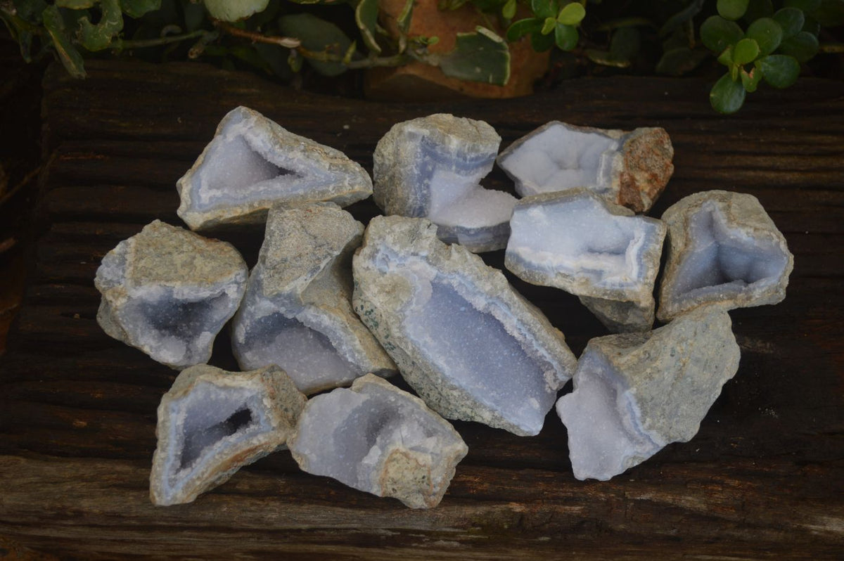 Natural Blue Lace Agate Geode Specimens  x 12 From Nsanje, Malawi - Toprock Gemstones and Minerals 