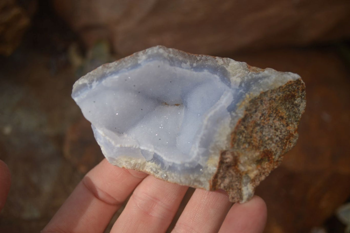 Natural Blue Lace Agate Geode Specimens  x 12 From Nsanje, Malawi - Toprock Gemstones and Minerals 