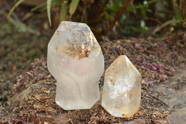 Polished Mica Included Large Sceptre Crystal & Rainbow Included Quartz Crystal x 2 From Madagascar - TopRock
