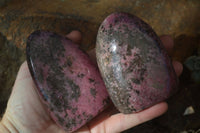 Polished Pink & Black Rhodonite Standing Free Forms x 3 From Madagascar - Toprock Gemstones and Minerals 