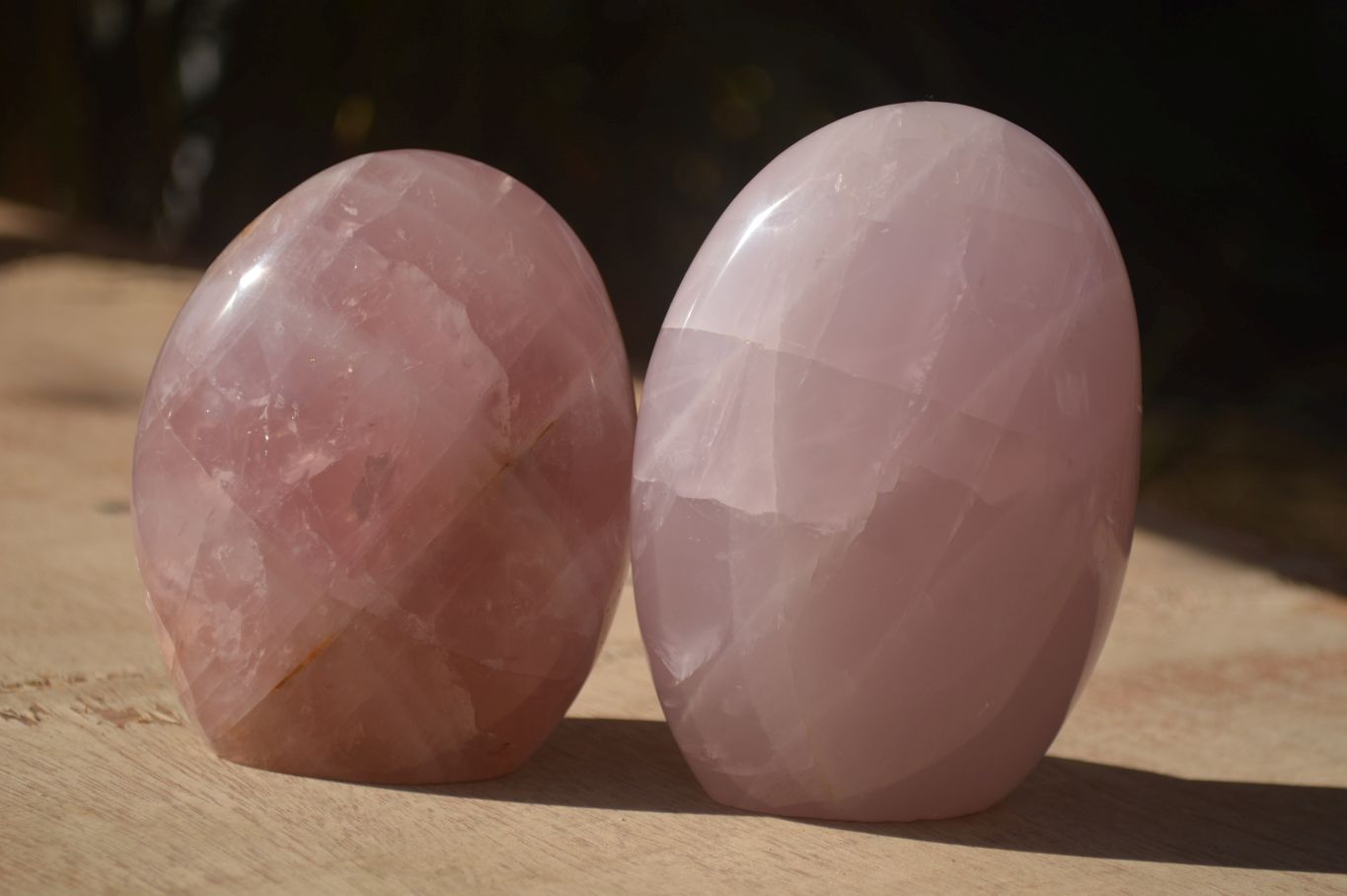 Polished Gemmy Pink Rose Quartz Standing Free Forms x 3 From Madagascar - Toprock Gemstones and Minerals 